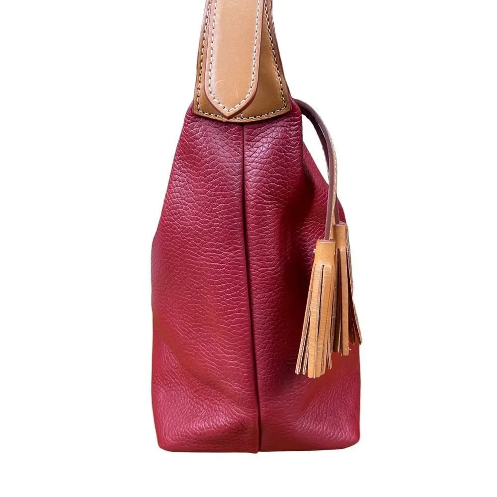 Dooney & Bourke Patterson Leather PAIGE Sac Hobo Shoulder Bag Tassel Wine Color